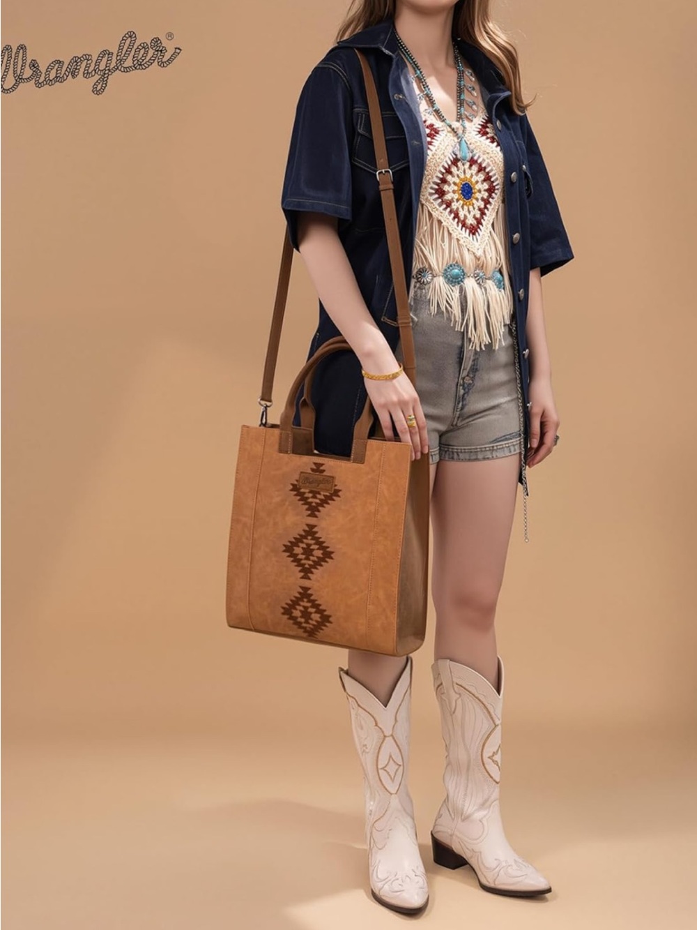 Wrangler Brown Aztec Tote Bag